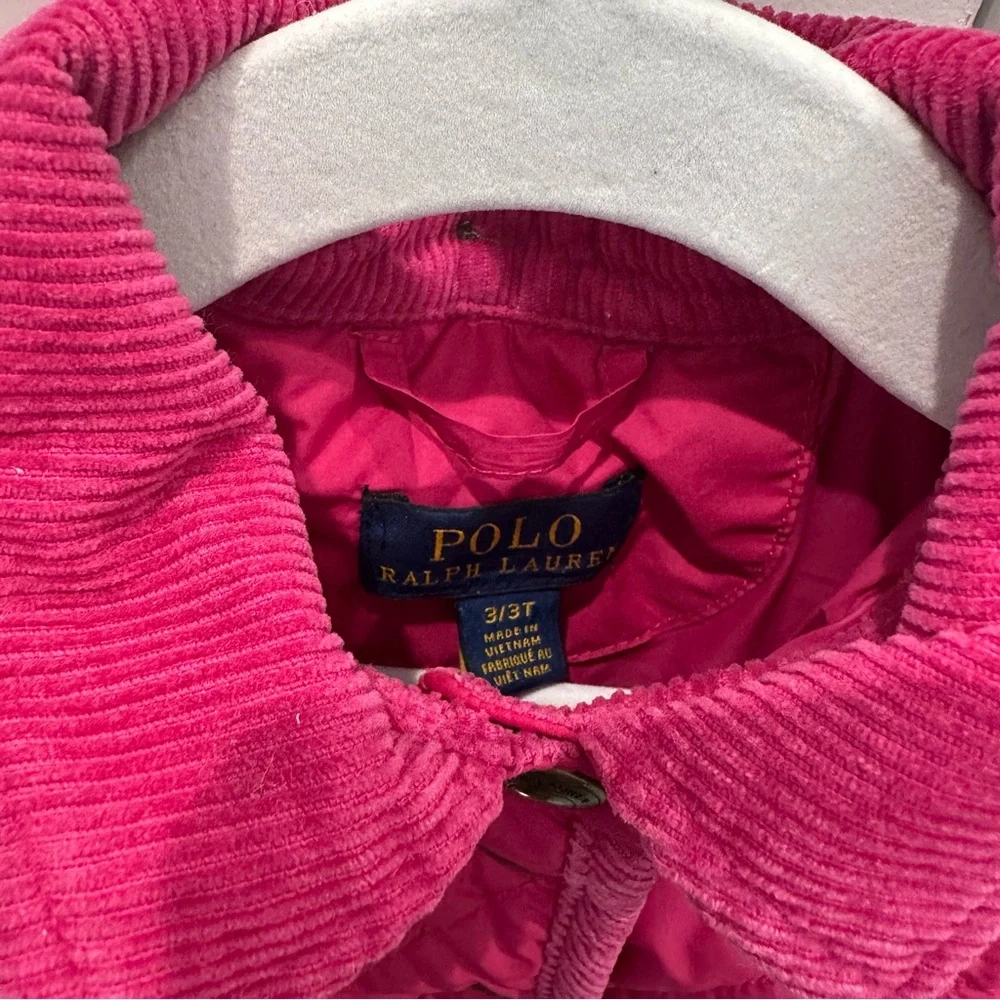Polo by Ralph Lauren pink quilted jacket with hood 3T - Picture 2 of 3